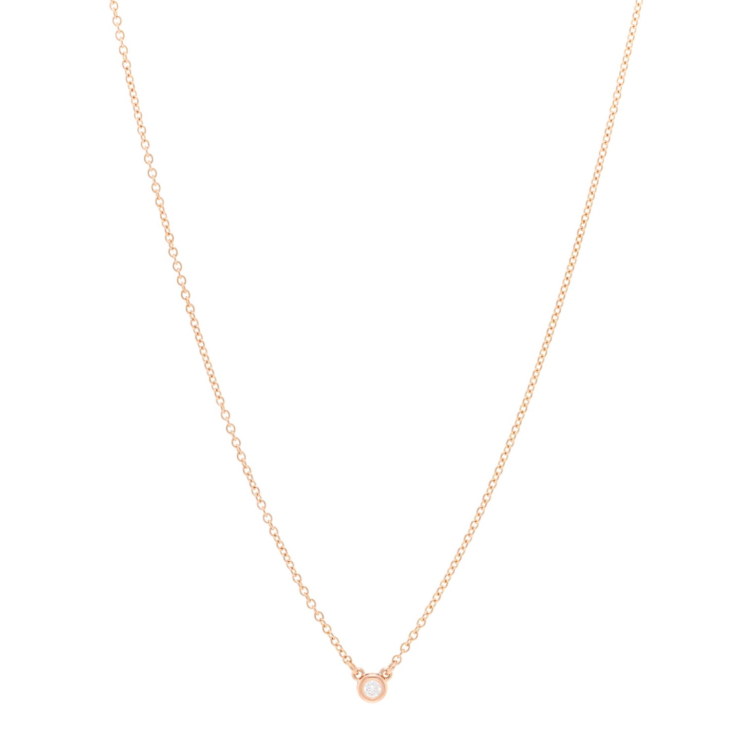 18K Rose Gold Diamond .03ct Elsa Peretti Diamonds by the Yard Pendant Necklace