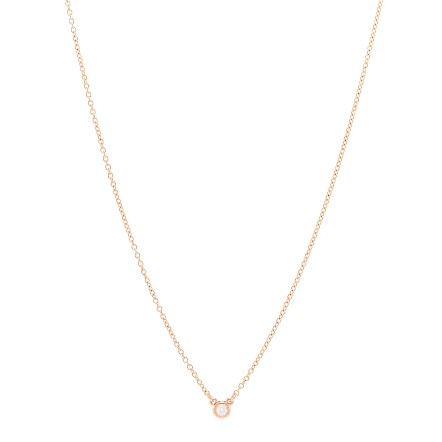 Tiffany 18K Rose Gold Diamond .03ct Elsa Peretti Diamonds by the Yard Pendant Necklace 1 of 4