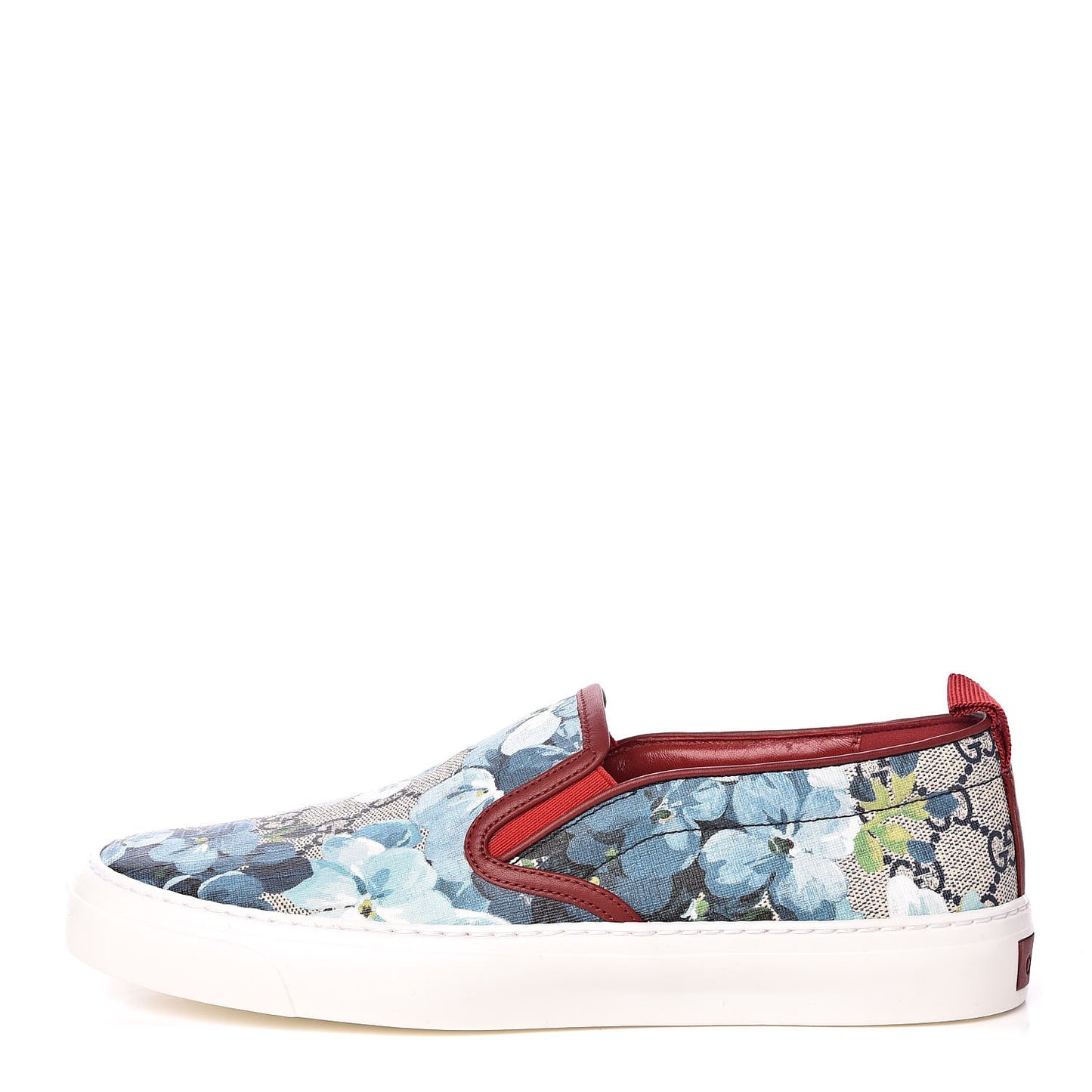 GG Supreme Monogram Blooms Womens Slip On Sneakers 37.5 Beige Blue Navy Red
