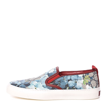 Gucci GG Supreme Monogram Blooms Womens Slip On Sneakers 37.5 Beige Blue Navy Red 1 of 9