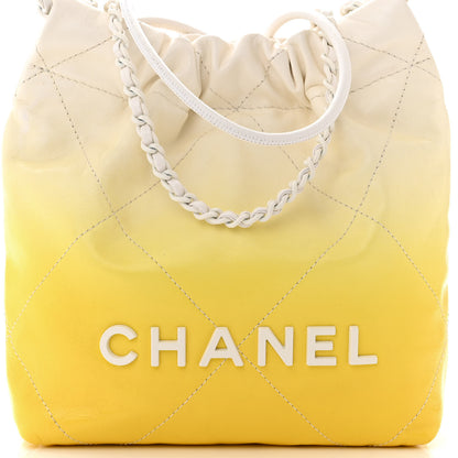 Chanel Patent Gradient Calfskin Quilted Mini Chanel 22 White Yellow 8 of 11