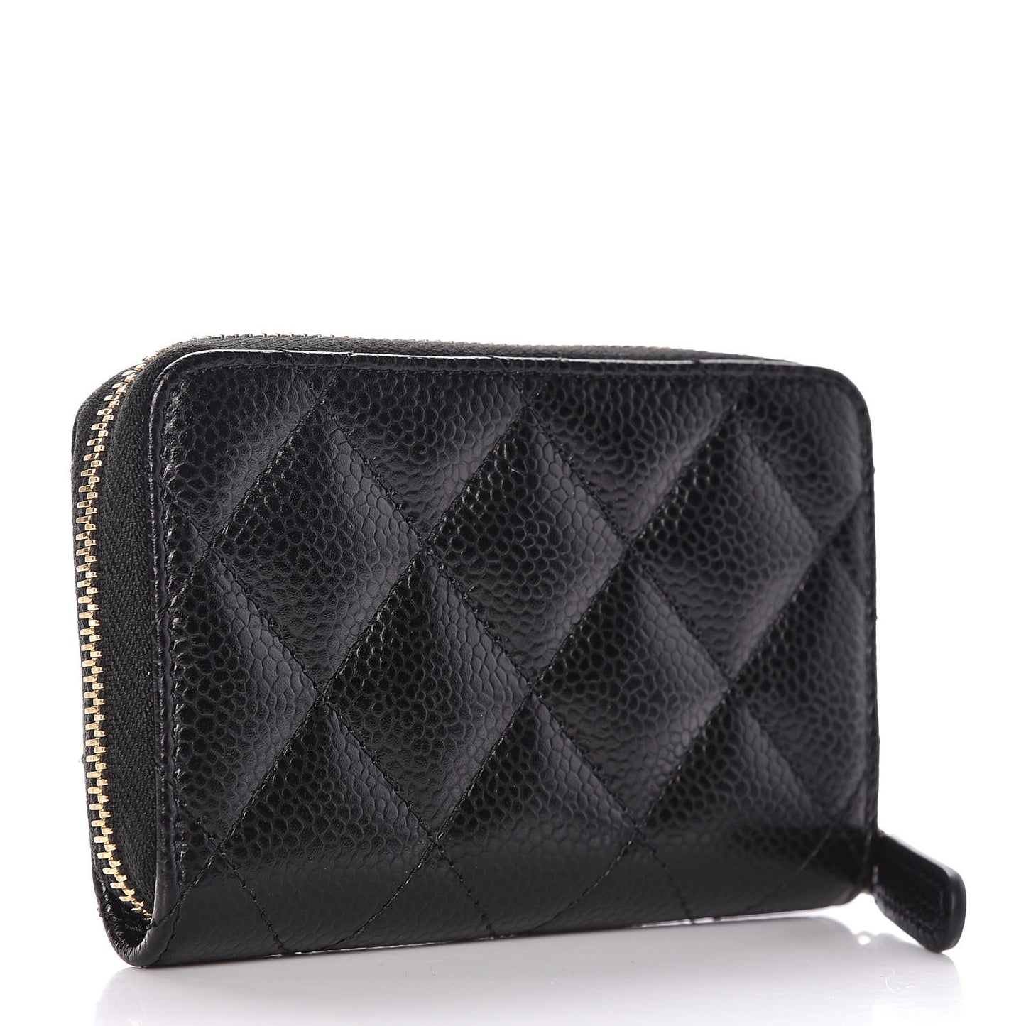 Caviar Quilted Zip Coin Purse Black