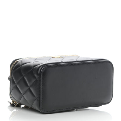 Chanel Lambskin Quilted Small Top Handle Vanity Case With Chain Black 4 of 11