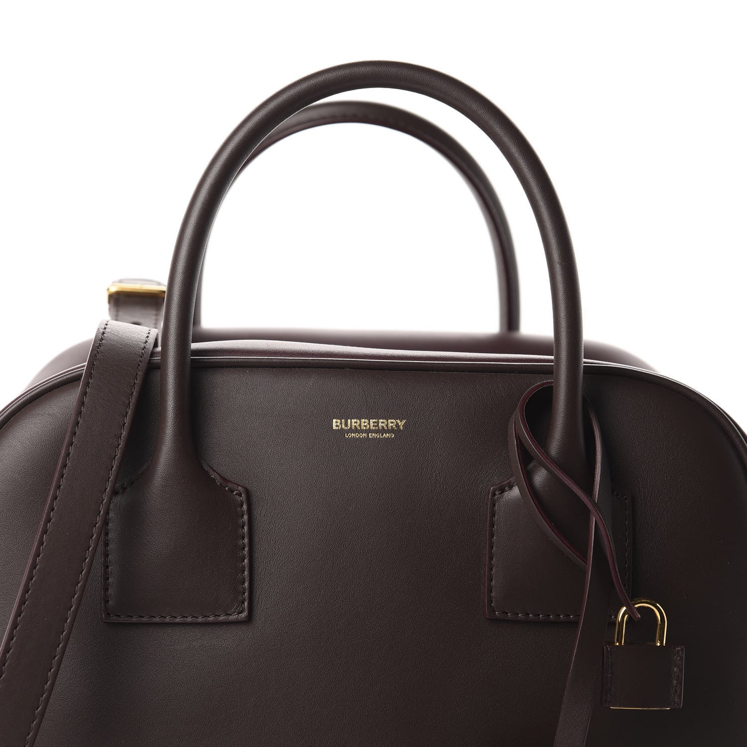 Burberry Smooth Calfskin Medium Cube Bowling Bag Mahogany 9 of 9