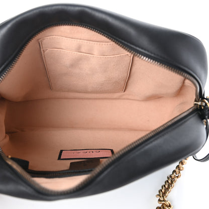 Gucci Calfskin Matelasse GucciGhost Medium GG Marmont Chain Shoulder Bag Black New Acquamarine 5 of 9