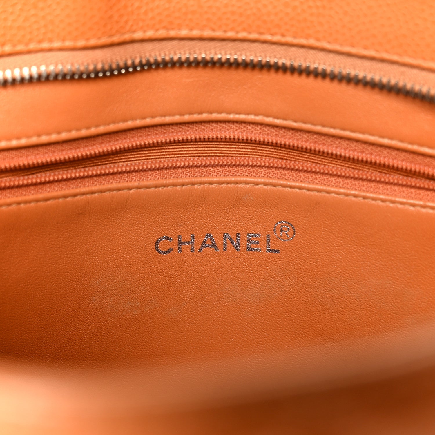 Chanel Caviar Quilted Medallion Tote Orange 6 of 10