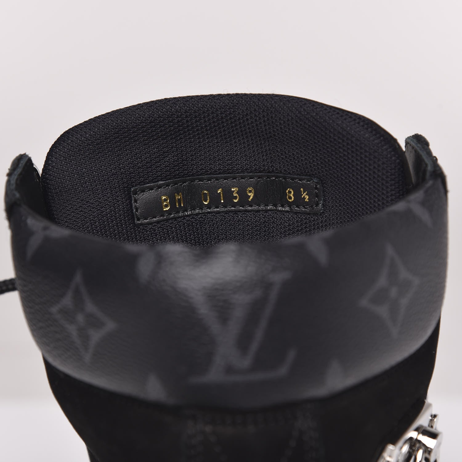 Louis Vuitton Suede Calfskin Monogram Eclipse Mens Creeper Ankle Boots 8.5 Black 6 of 7