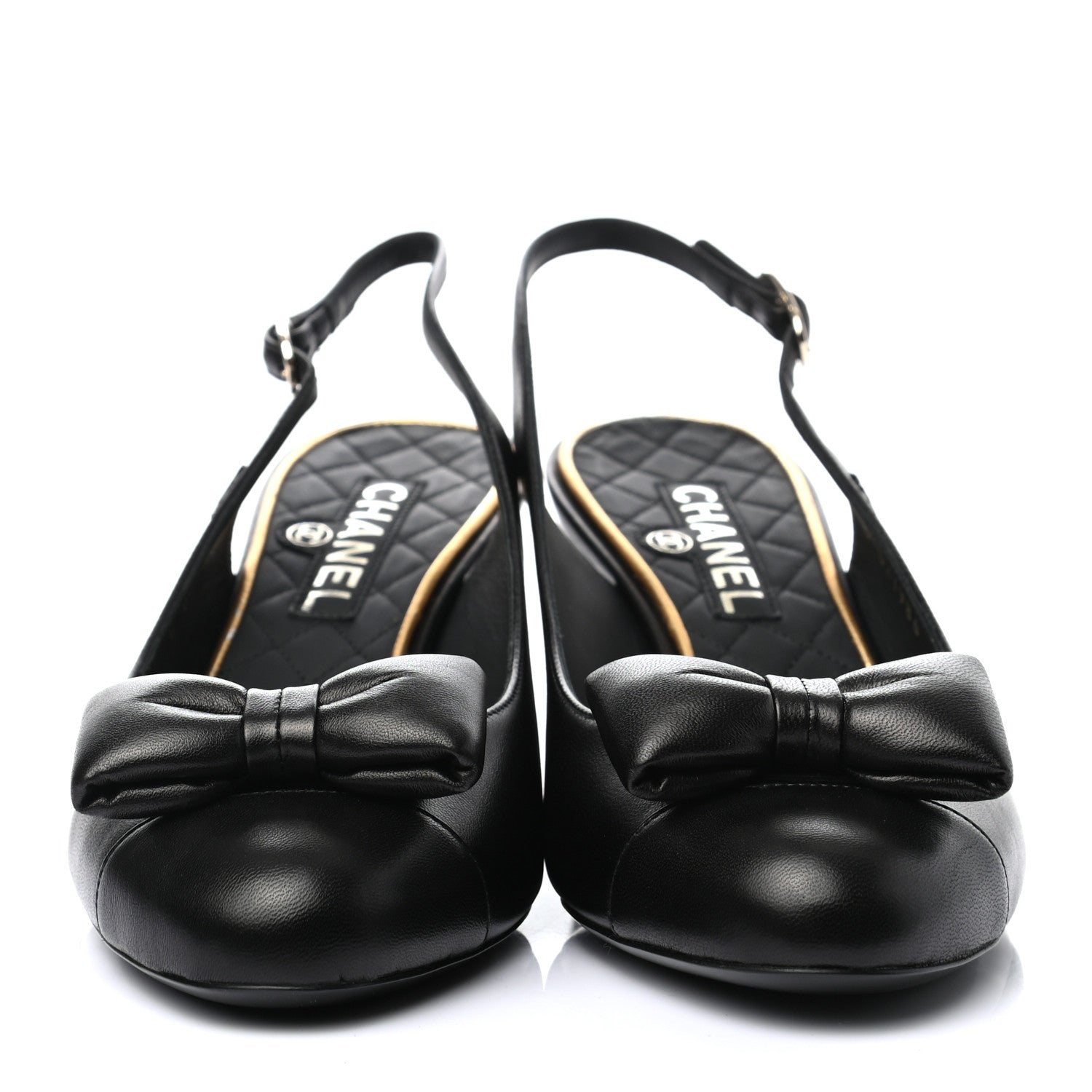 Chanel Lambskin Slingback Bow Pumps 37 Black 2 of 8