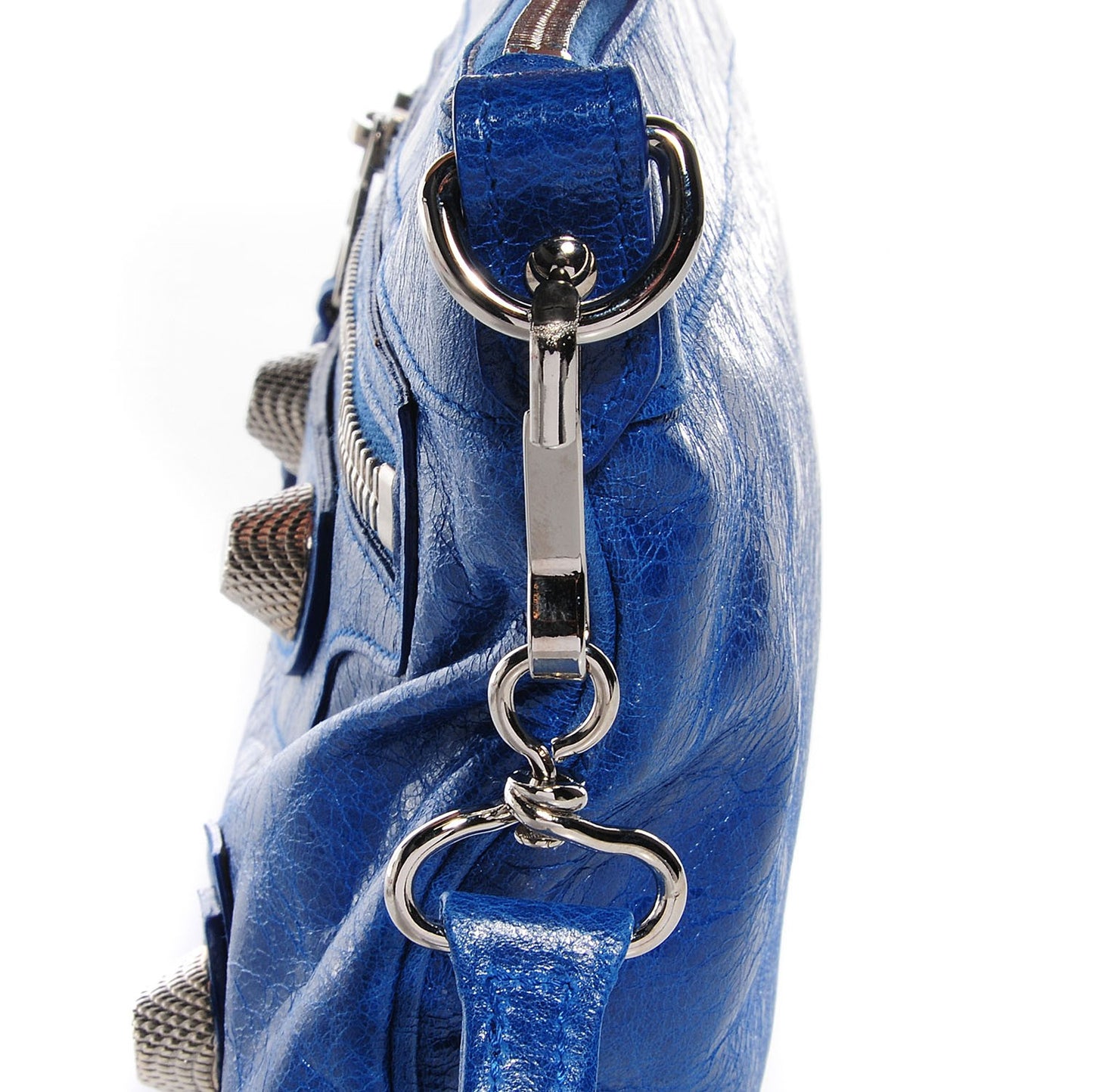 Agneau Giant 21 Silver Hardware Flat Handle Clutch Electric Bleu