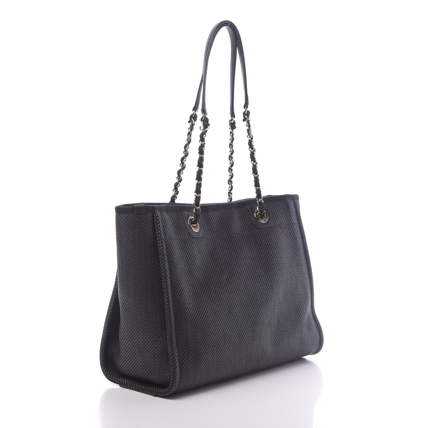 Chanel Mixed Fibers Calfskin Small Deauville Tote Black 3 of 11