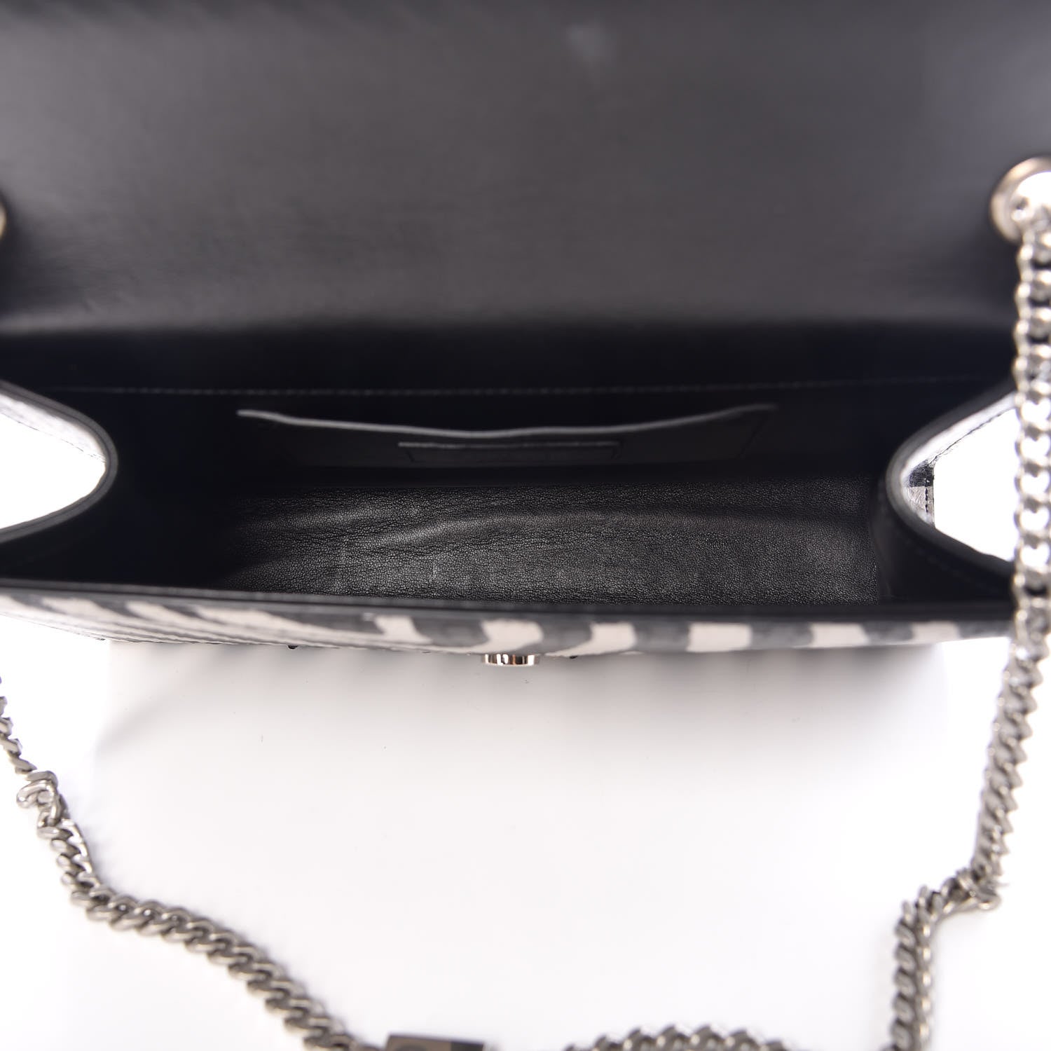 Saint Laurent Python Calfskin Embossed Zebra Print Medium Kate Tassel Satchel Black 5 of 10