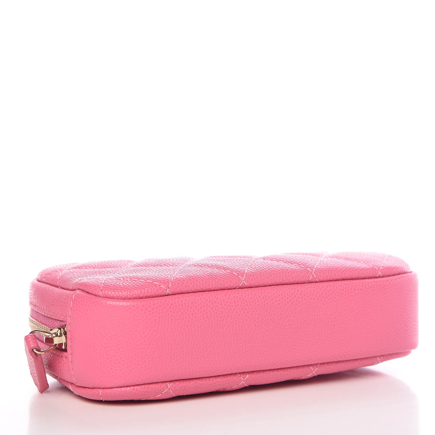 Caviar Quilted Small Curvy Pouch Cosmetic Case Pink