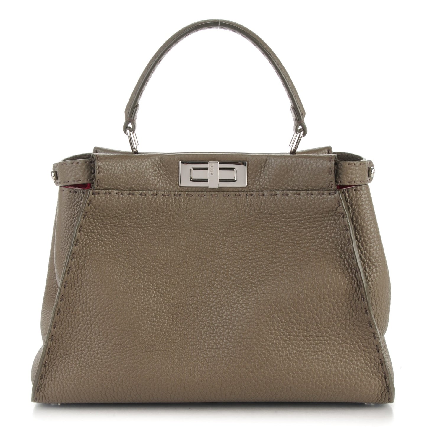 Cuoio Romano Alcantara Selleria Medium Peekaboo Iconic Satchel Grey Fuchsia