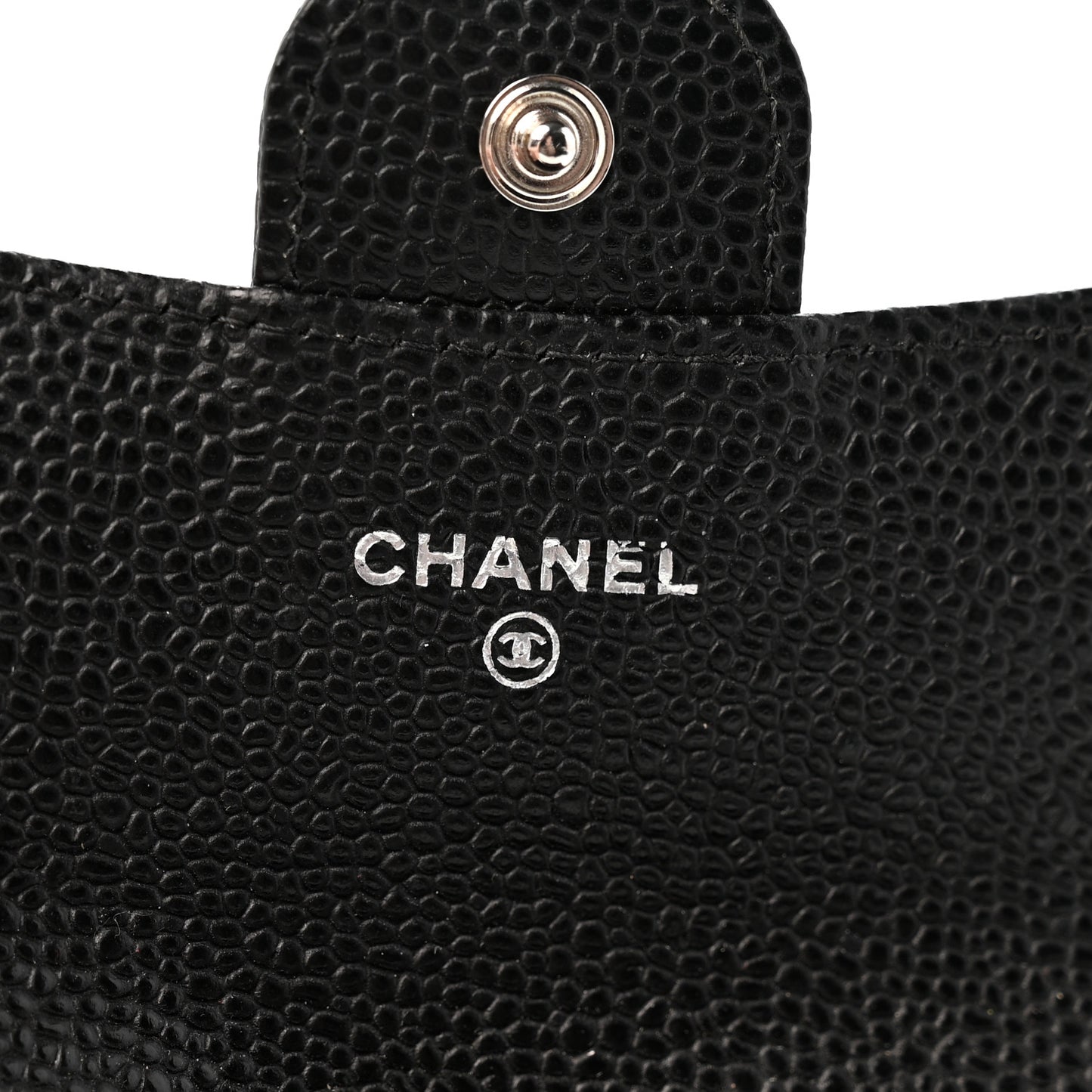 Caviar Quilted Flap Card Holder Wallet Black