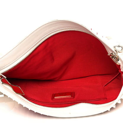 Christian Louboutin Calfskin Panettone Spiked Valentines Clutch Bag White Red 5 of 17