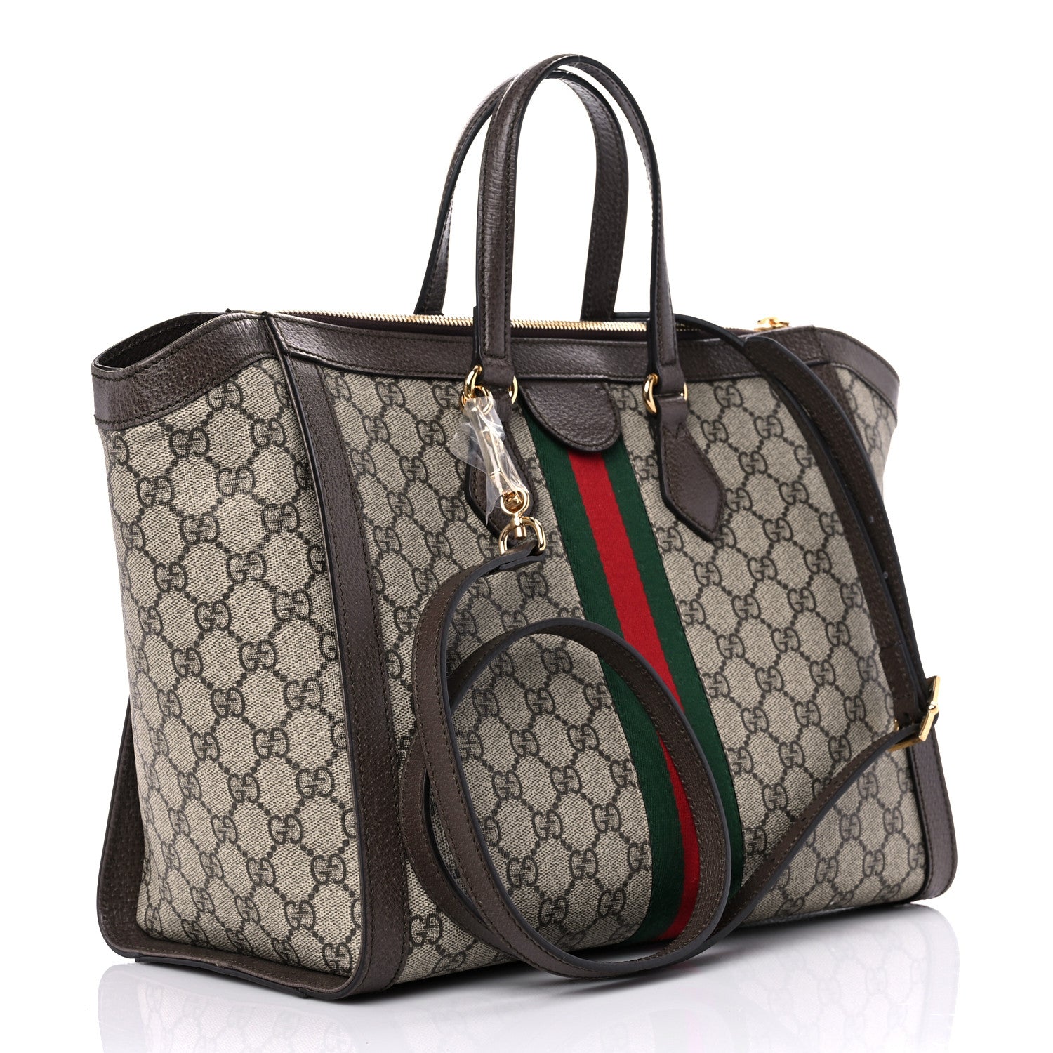 Gucci GG Supreme Monogram Web Medium Ophidia Tote Bag Brown 3 of 12