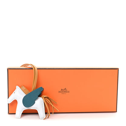 Hermes Milo Lambskin Grigri Rodeo Pegase Horse Bag Charm PM Bleu Brume Sesame Vert Bosphore 5 of 5