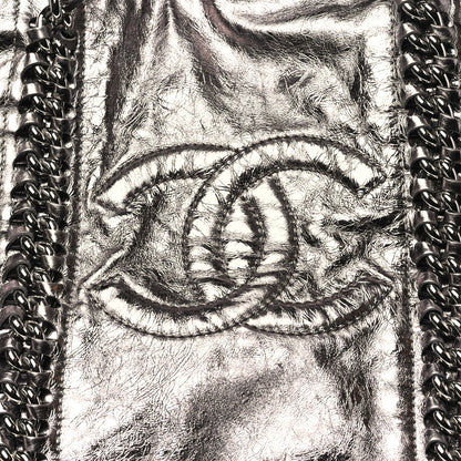 Chanel Metallic Cracked Calfskin Modern Chain Tote Dark Silver 8 of 10