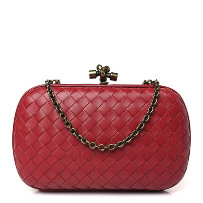 Bottega Veneta Nappa Intrecciato Chain Knot Clutch China Red 1 of 8