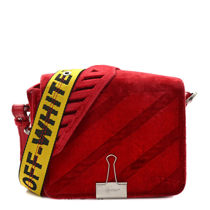 Off-White Velvet Diag Binder Flap Bag Red 1 of 10