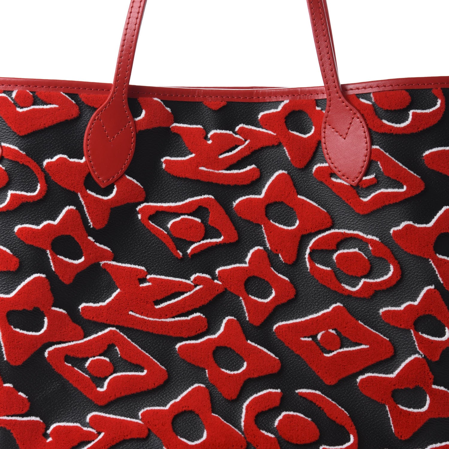 Louis Vuitton X UF Tufted Monogram Neverfull MM Black Red 10 of 11