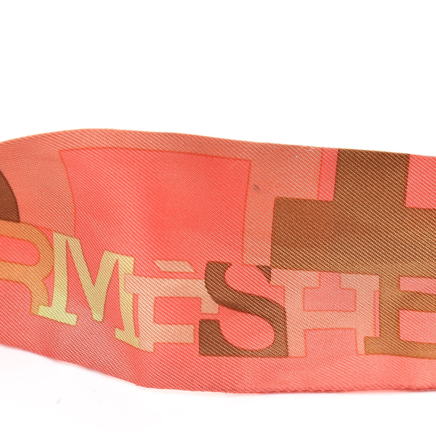 Hermes Silk Capitales Twilly Corail Tilleul Tabac 5 of 6