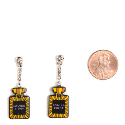 Chanel Resin Perfume Bottle CC Earrings Black Yellow Orange 2 of 4