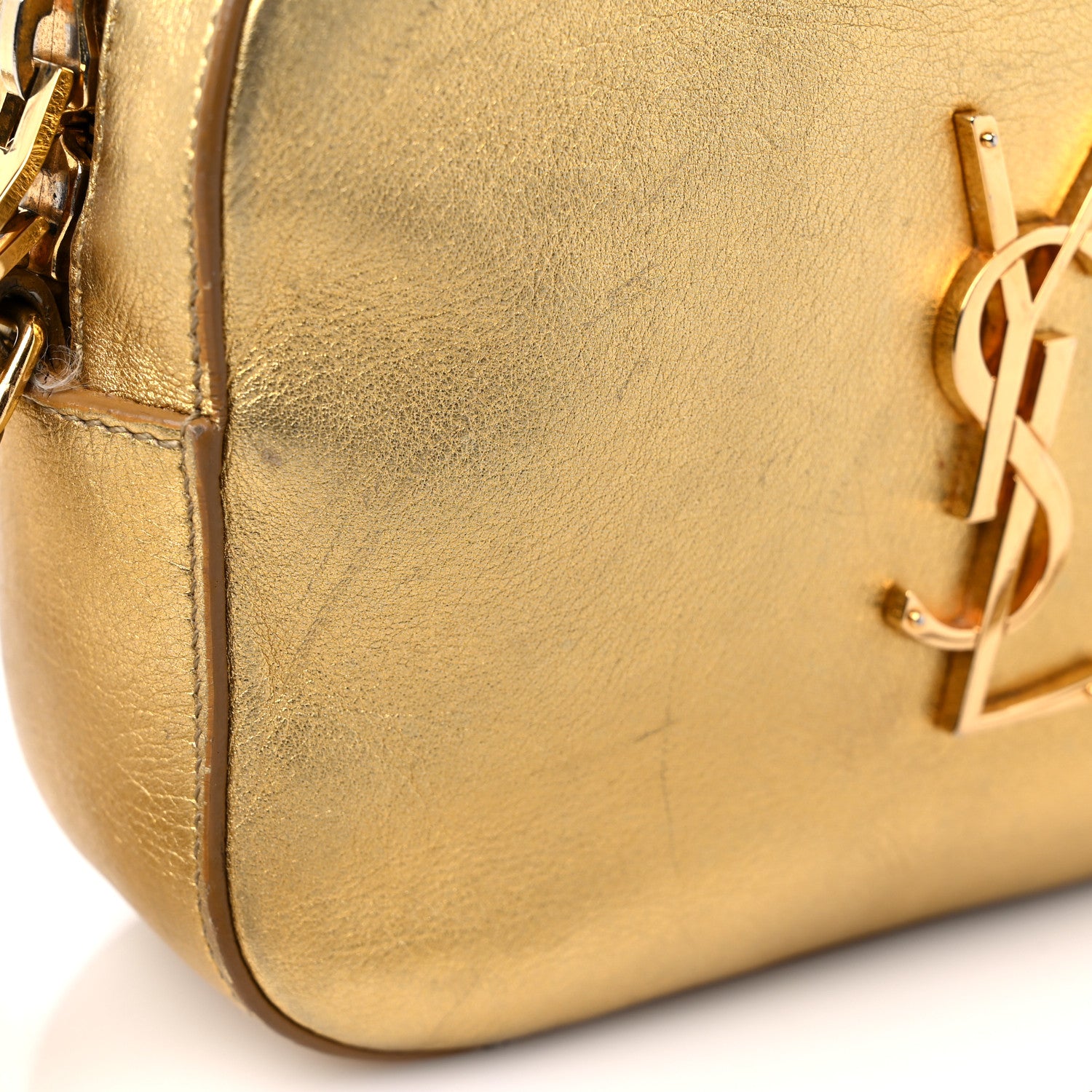 Saint Laurent Metallic Calfskin Small Classic Monogram Camera Bag Gold 16 of 18