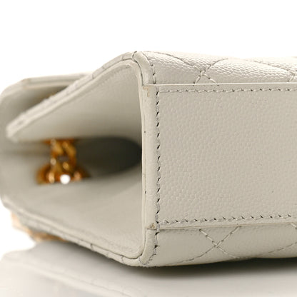 Saint Laurent Grain De Poudre Textured Mixed Matelasse Triquilt Medium Monogram Satchel Crema Soft 16 of 21
