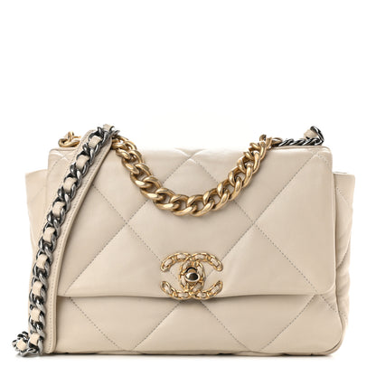 Chanel Lambskin Quilted Medium Chanel 19 Flap Light Beige 1 of 14