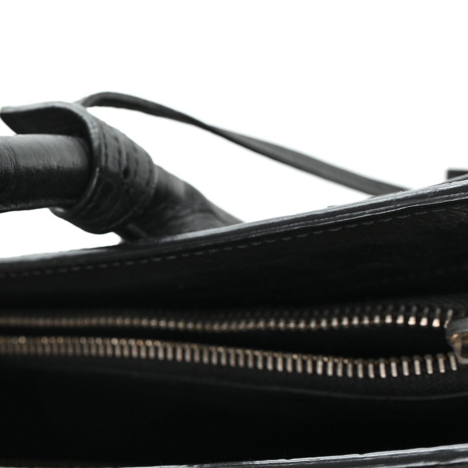 Saint Laurent Calfskin Crocodile Embossed Large Sac De Jour Carryall Black 10 of 10