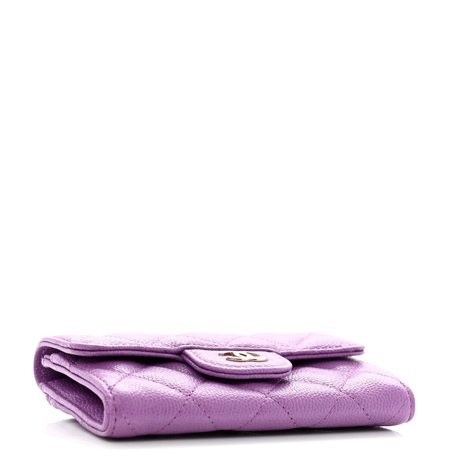 Chanel Caviar Quilted Flap Card Holder Wallet Purple 4 of 9