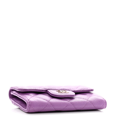 Chanel Caviar Quilted Flap Card Holder Wallet Purple 4 of 9