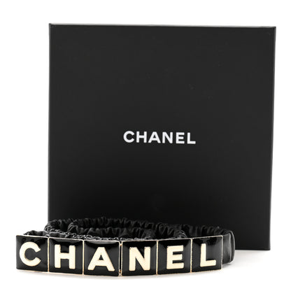 Chanel Lambskin Belt 85 34 Black White 4 of 4