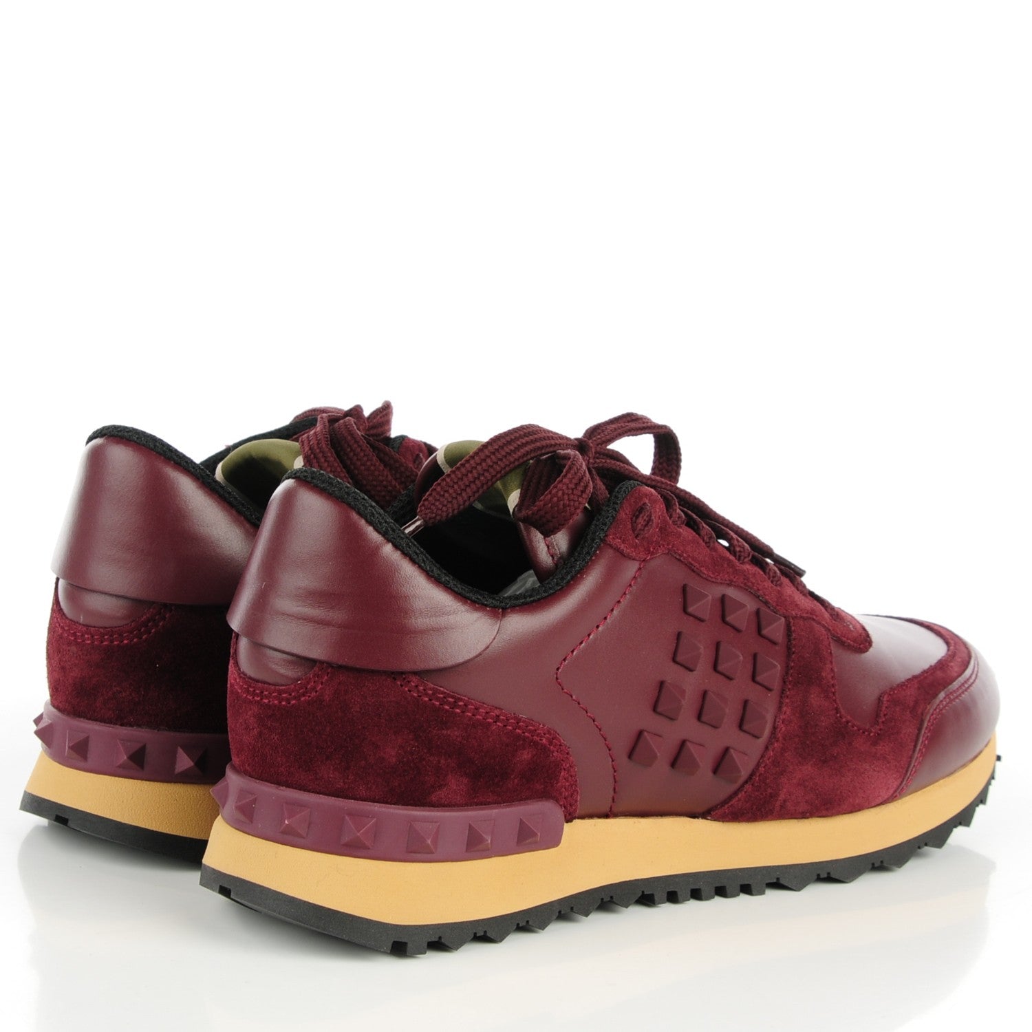 Valentino Garavani Calfskin Suede Rockstud Sneakers 37 Rubin 4 of 7