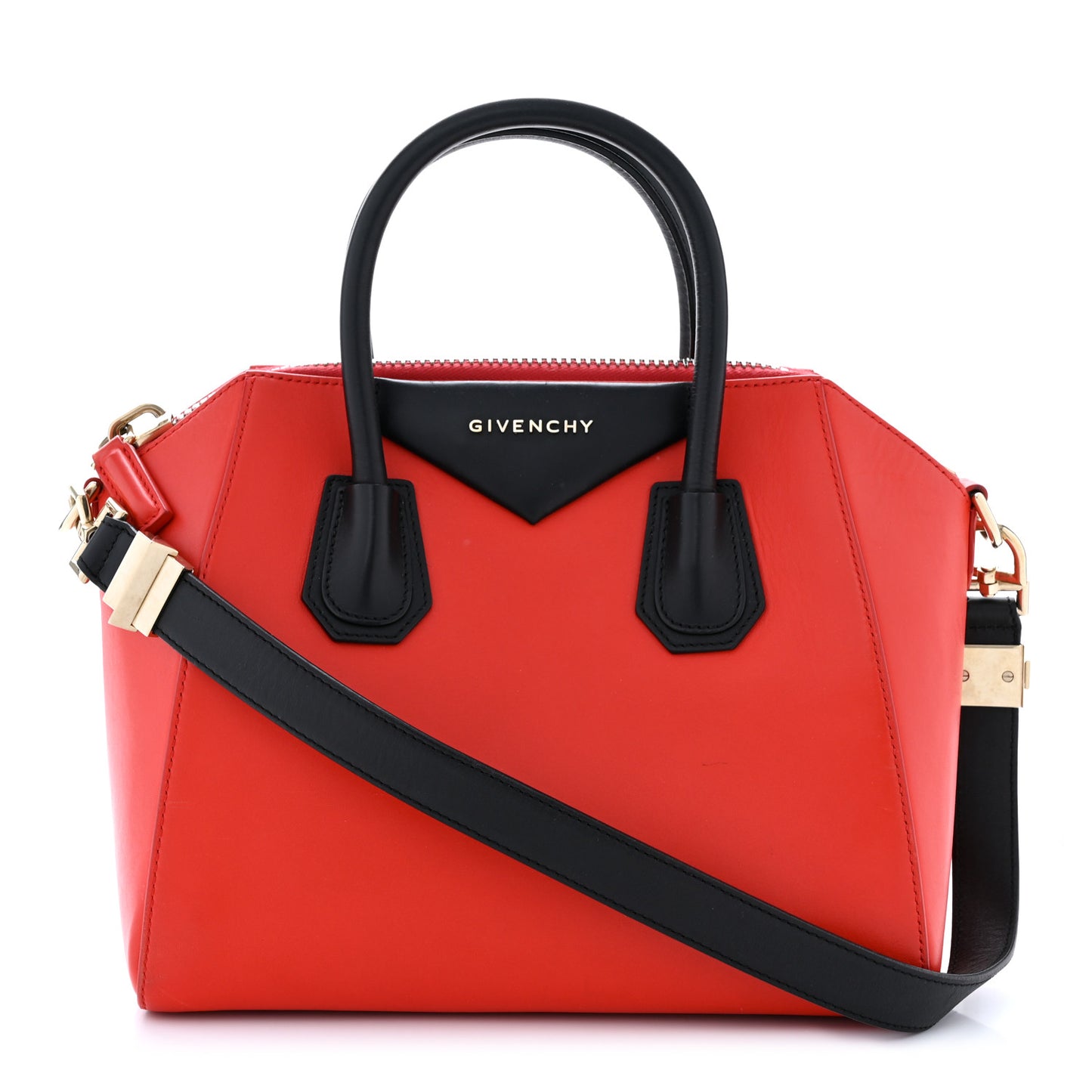 Smooth Calfskin Small Bi-Color Antigona Red Black