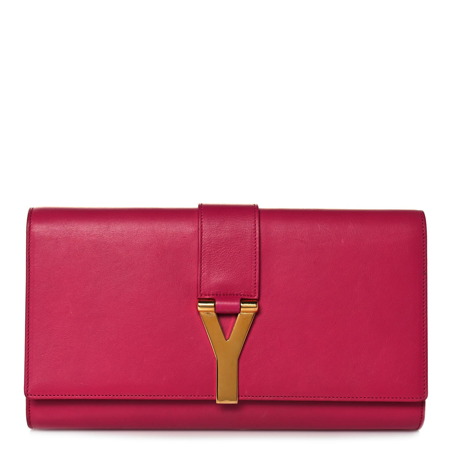 Saint Laurent Calfskin Classic Y Ligne Clutch Fuchsia 1 of 20