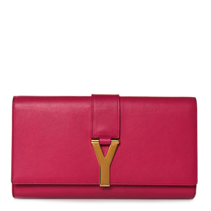 Saint Laurent Calfskin Classic Y Ligne Clutch Fuchsia 1 of 20