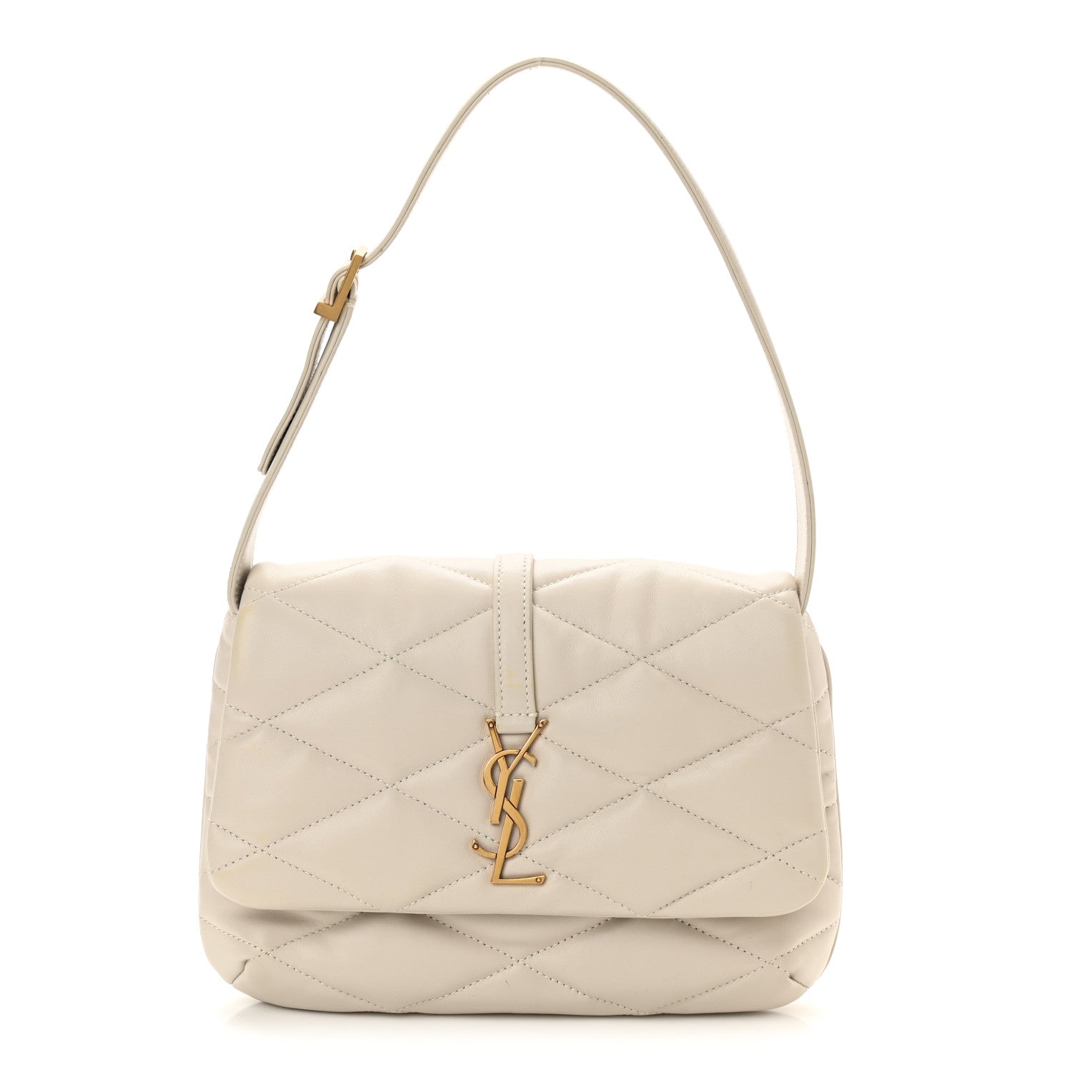 Saint Laurent Lambskin Quilted Le 57 Diamond Shoulder Bag Crema Soft 1 of 8