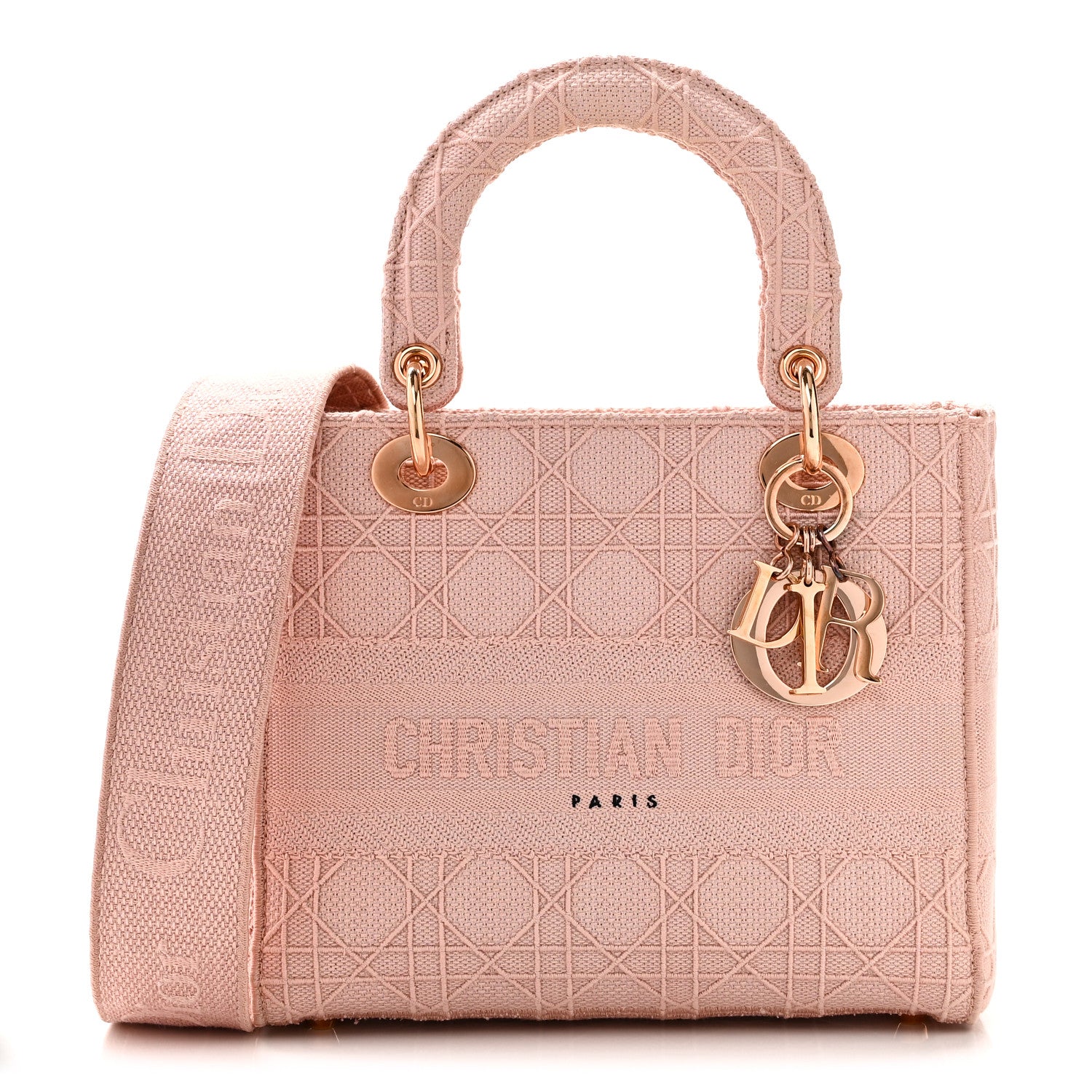 Christian Dior Canvas Embroidered Medium Lady D-Lite Bois De Rose 1 of 9