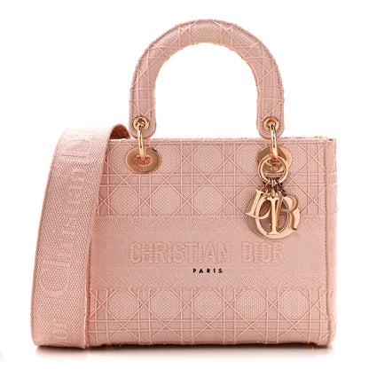 Christian Dior Canvas Embroidered Medium Lady D-Lite Bois De Rose 1 of 9