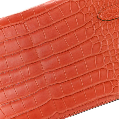 Hermes Matte Alligator Kelly Longue Wallet Orange 10 of 10