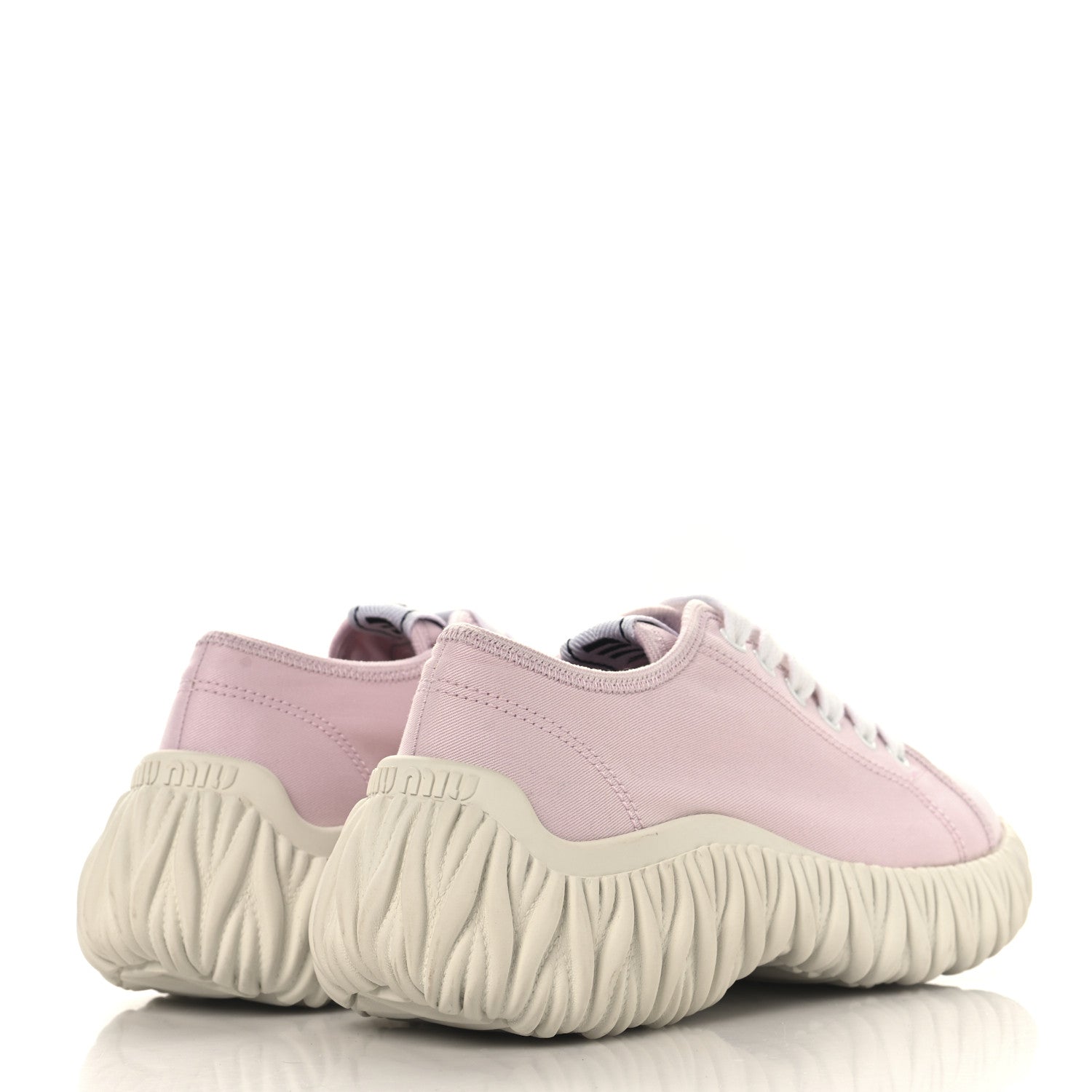 Miu Miu Gabardine Low Top Matelasse Sneakers 35.5 Alabastro 5 of 9