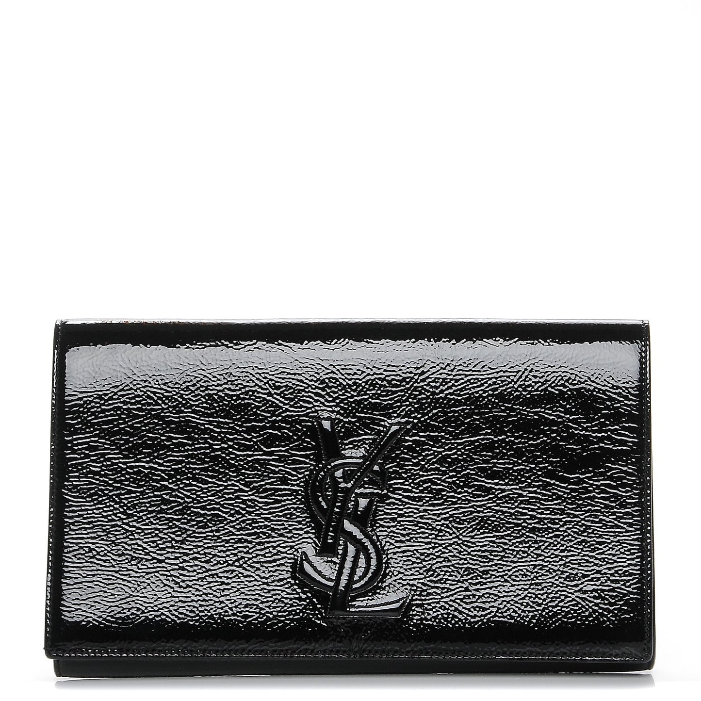 Textured Patent Monogram Large Belle De Jour Clutch Black
