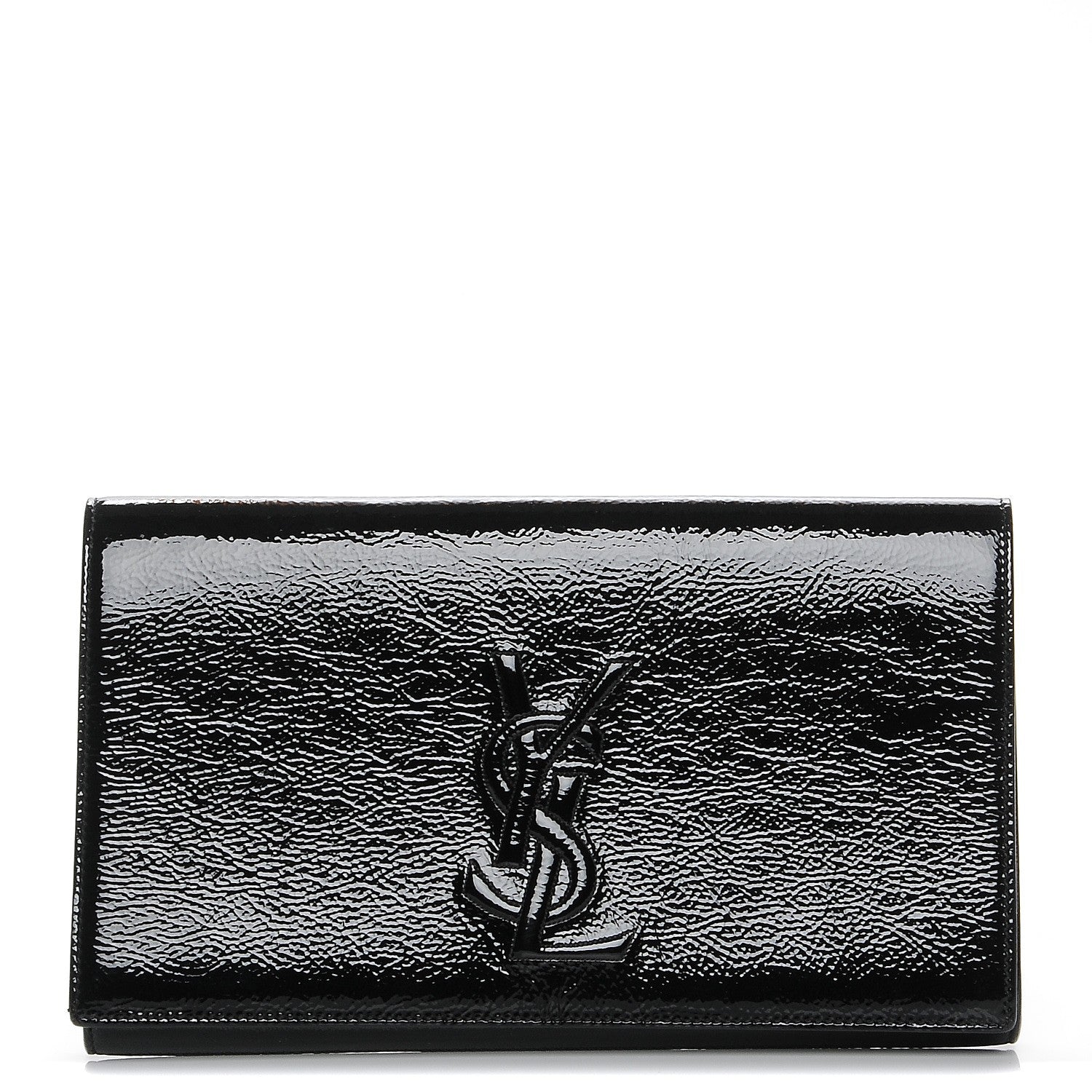 Saint Laurent Textured Patent Monogram Large Belle De Jour Clutch Black 1 of 7