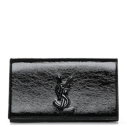 Saint Laurent Textured Patent Monogram Large Belle De Jour Clutch Black 1 of 7
