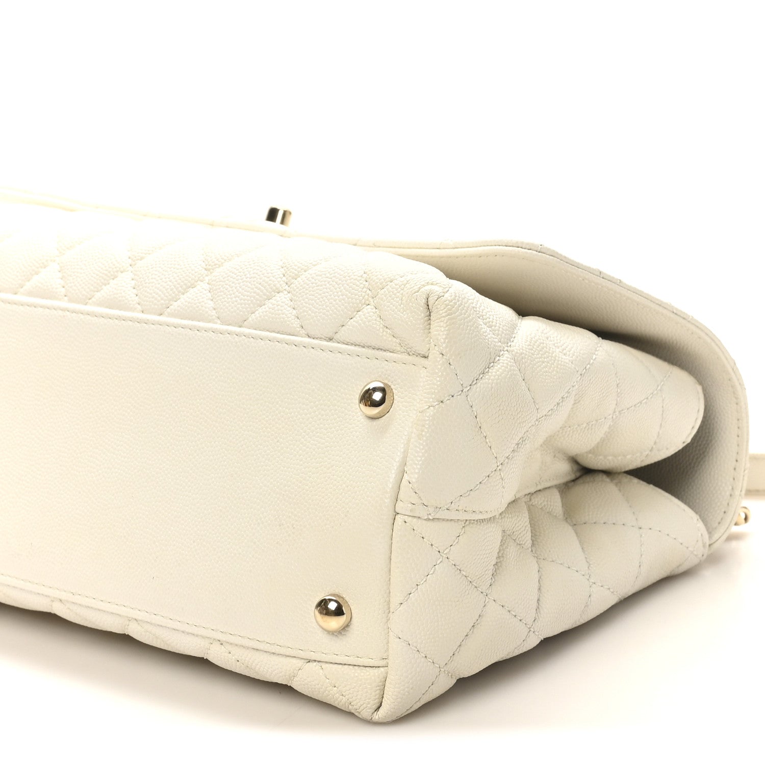 Chanel Caviar Quilted Small Coco Handle Flap White 10 of 10