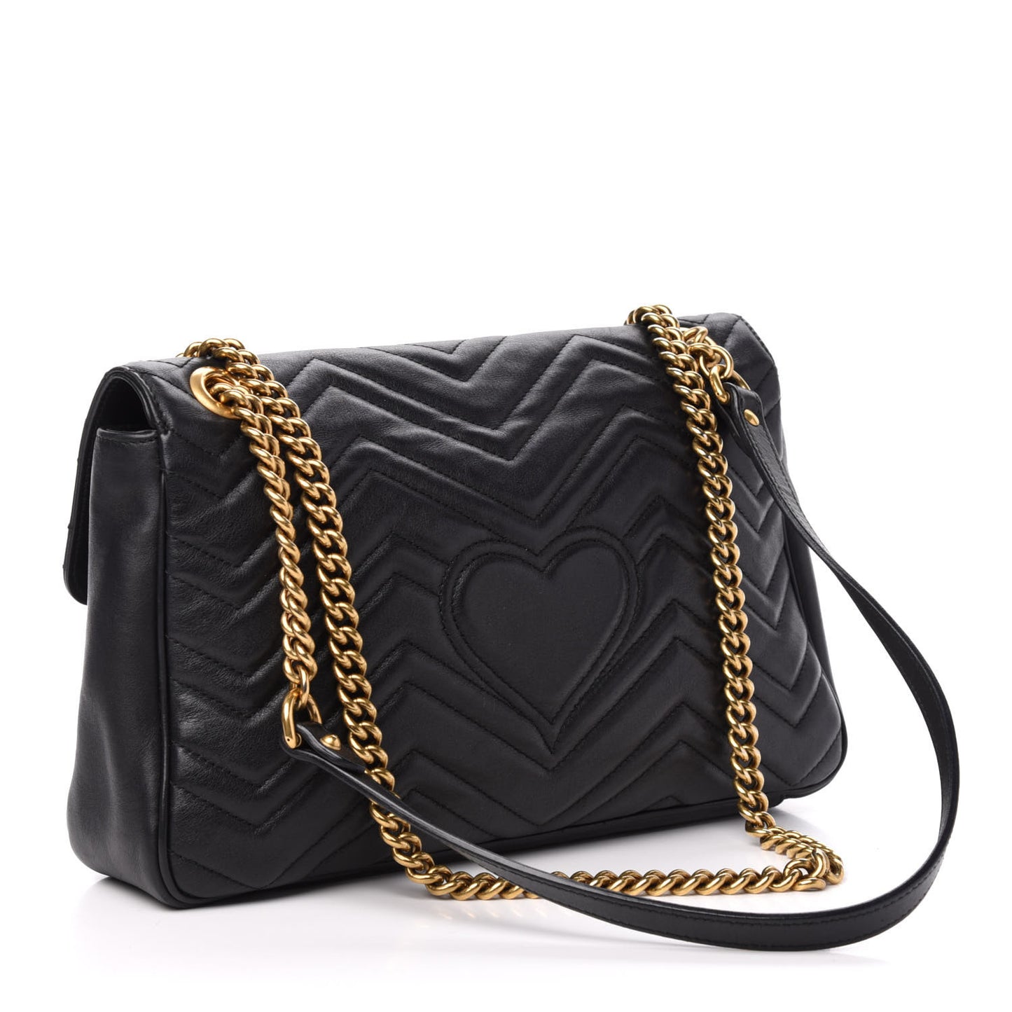 Calfskin Matelasse Medium GG Marmont Shoulder Bag Black