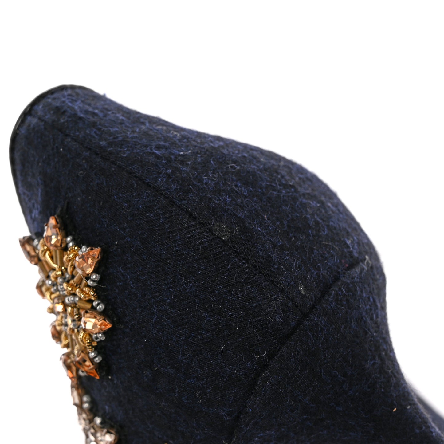 Crystal Embellished Romy 100 Flannel Pumps 38.5 Navy