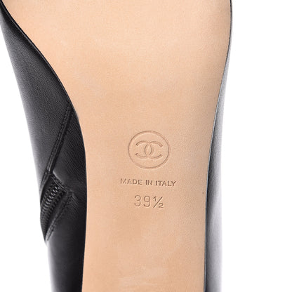 Chanel Lambskin Grosgrain CC Chain Cap Toe Short Boots 39.5 Black 6 of 9
